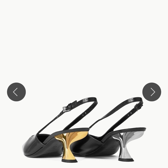 STAUD Neve Black Slingback Heels with Gold and silver Accents - Picture 2 of 7
